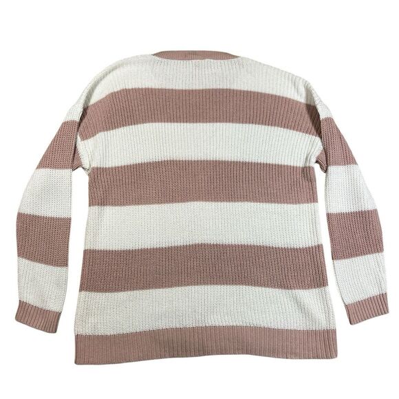 Torrid Mauve Pink & Ivory Striped Pointelle Knit Crewneck Sweater Size 2 (2X) - Picture 6 of 6